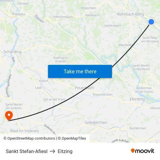 Sankt Stefan-Afiesl to Eitzing map