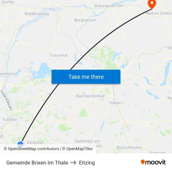 Gemeinde Brixen Im Thale to Eitzing map