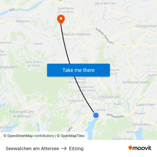 Seewalchen am Attersee to Eitzing map