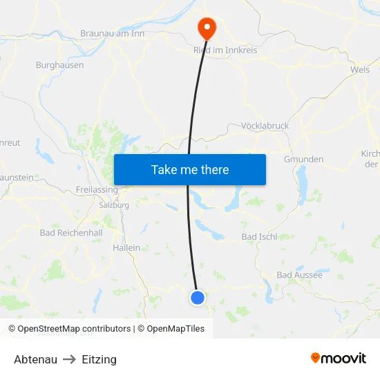 Abtenau to Eitzing map