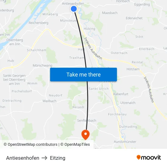 Antiesenhofen to Eitzing map