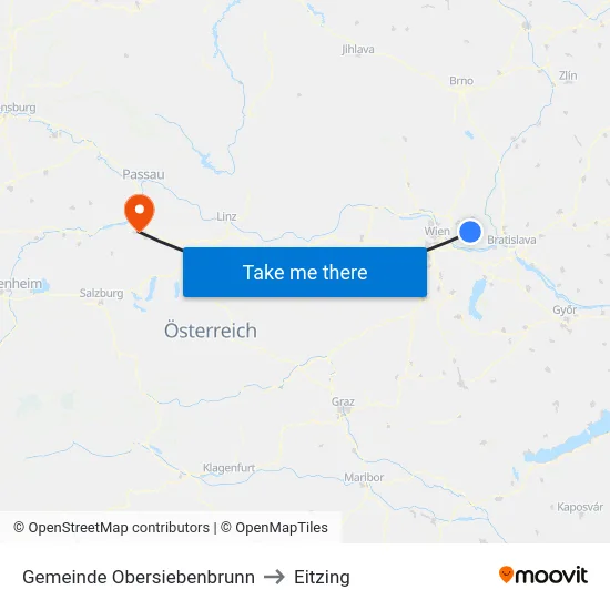 Gemeinde Obersiebenbrunn to Eitzing map