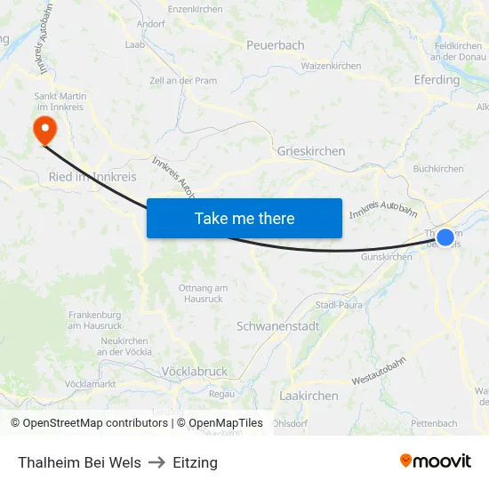 Thalheim Bei Wels to Eitzing map