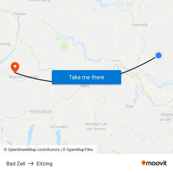 Bad Zell to Eitzing map