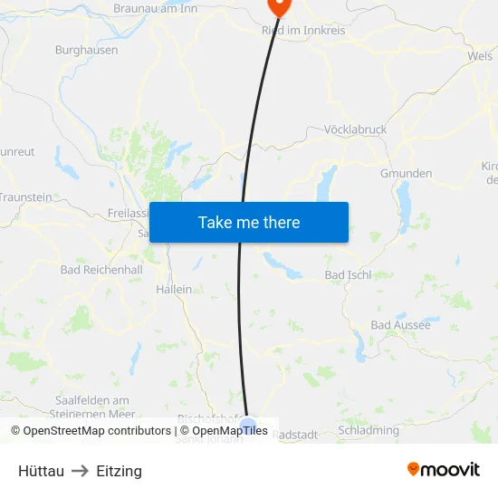Hüttau to Eitzing map