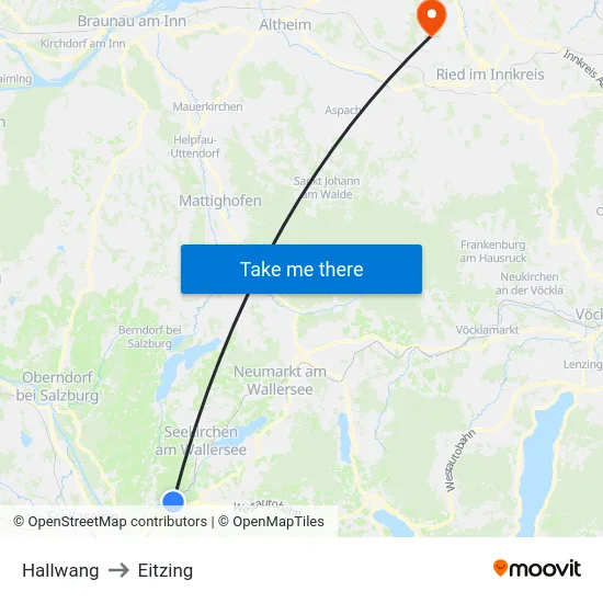 Hallwang to Eitzing map