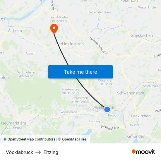 Vöcklabruck to Eitzing map