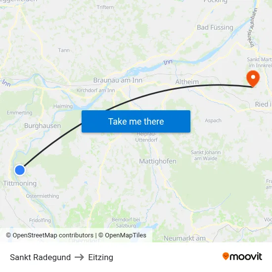 Sankt Radegund to Eitzing map