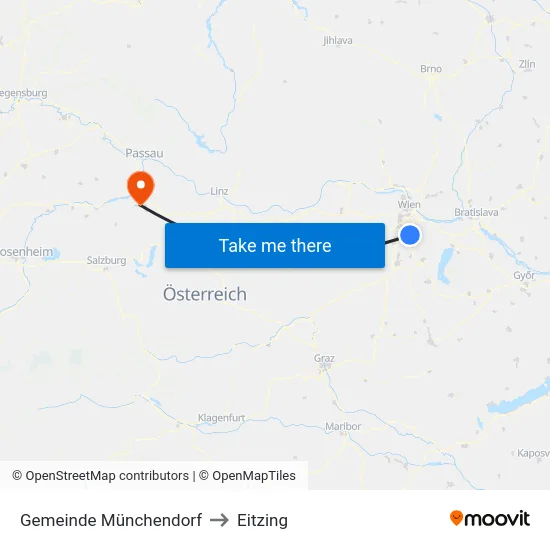 Gemeinde Münchendorf to Eitzing map