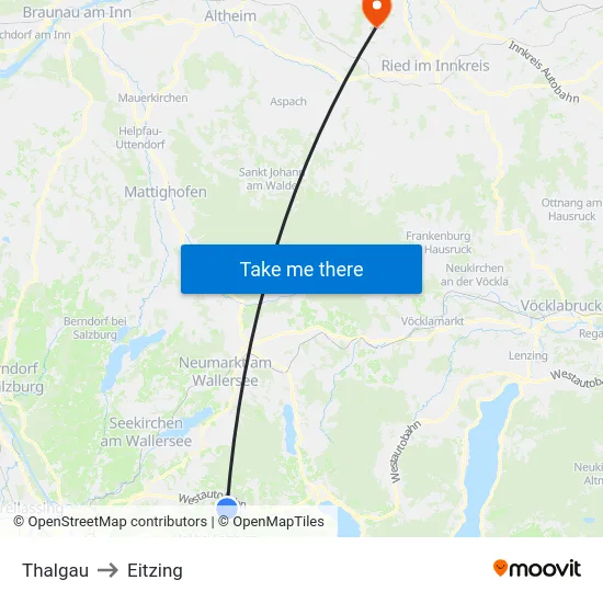 Thalgau to Eitzing map