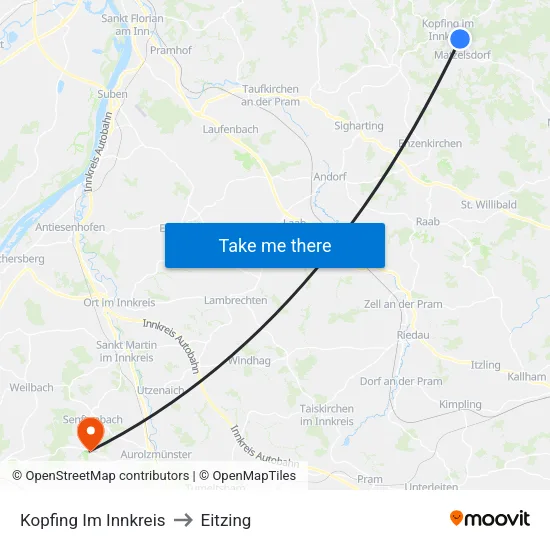 Kopfing Im Innkreis to Eitzing map