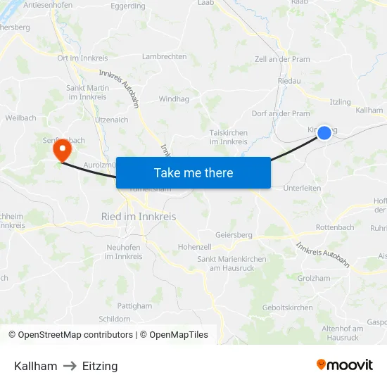 Kallham to Eitzing map