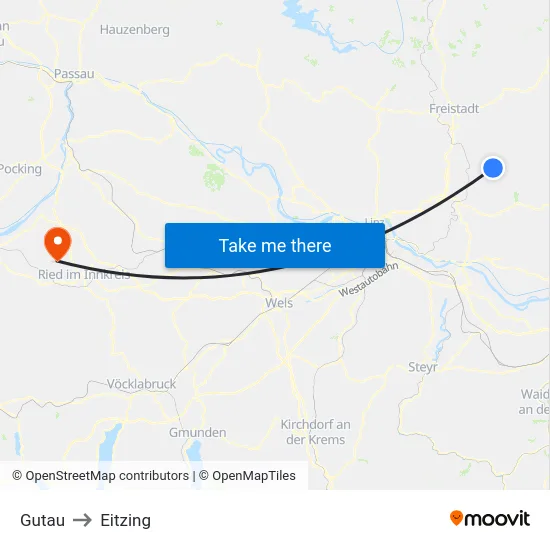 Gutau to Eitzing map