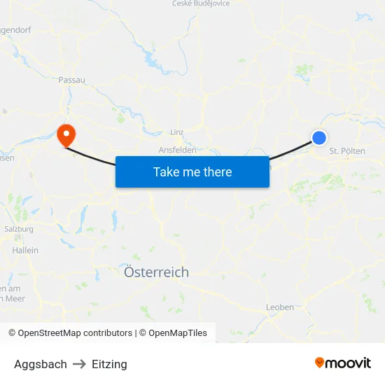 Aggsbach to Eitzing map