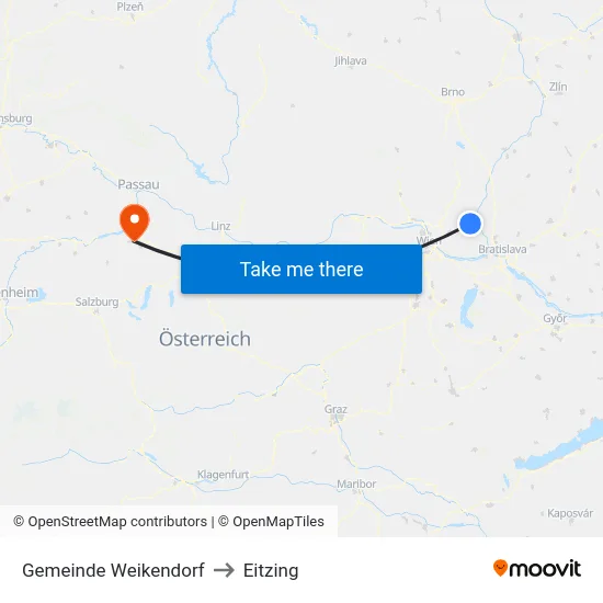 Gemeinde Weikendorf to Eitzing map