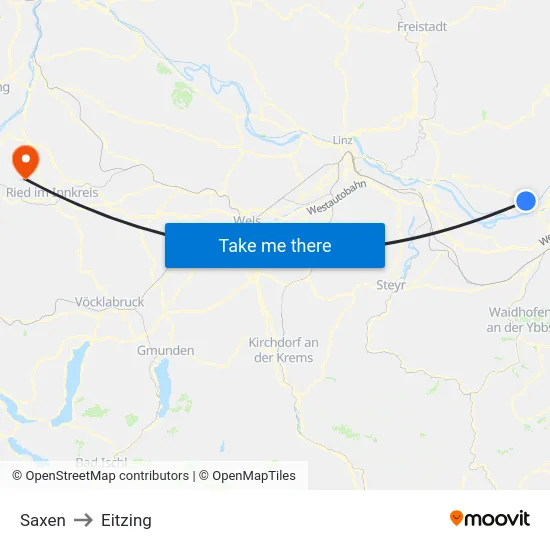 Saxen to Eitzing map