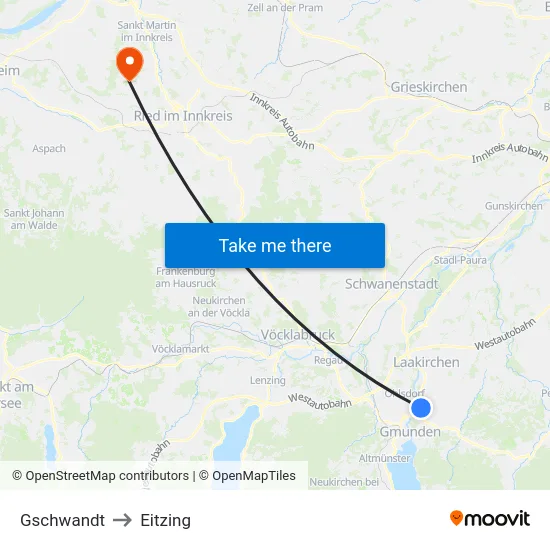 Gschwandt to Eitzing map