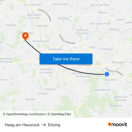 Haag am Hausruck to Eitzing map