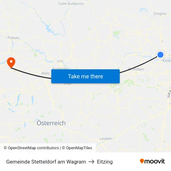 Gemeinde Stetteldorf am Wagram to Eitzing map
