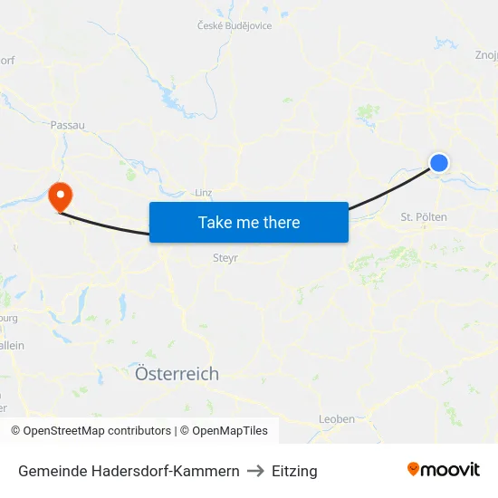 Gemeinde Hadersdorf-Kammern to Eitzing map
