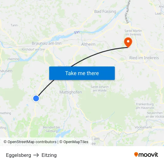 Eggelsberg to Eitzing map