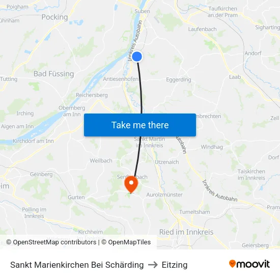 Sankt Marienkirchen Bei Schärding to Eitzing map