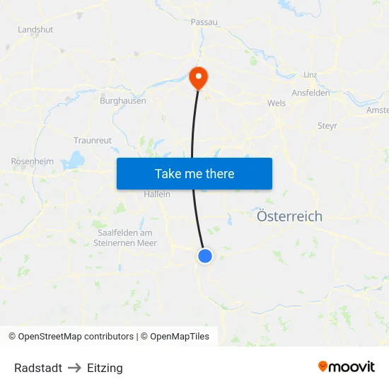 Radstadt to Eitzing map