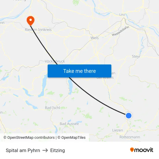 Spital am Pyhrn to Eitzing map