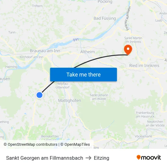 Sankt Georgen am Fillmannsbach to Eitzing map