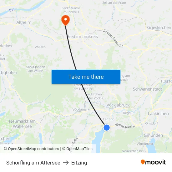 Schörfling am Attersee to Eitzing map