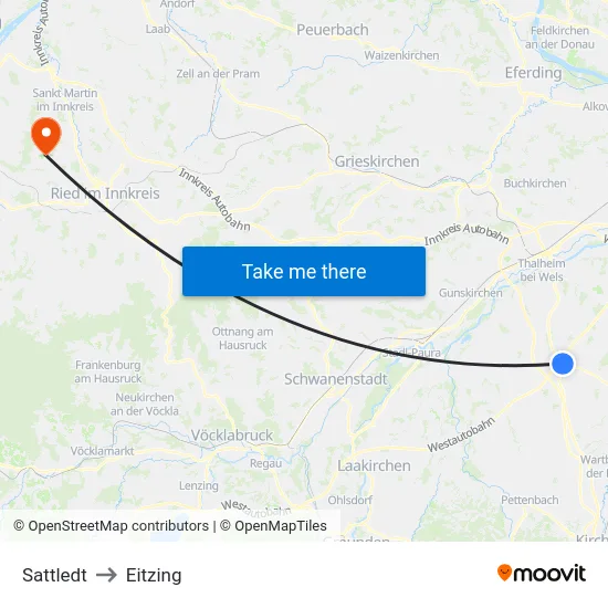 Sattledt to Eitzing map