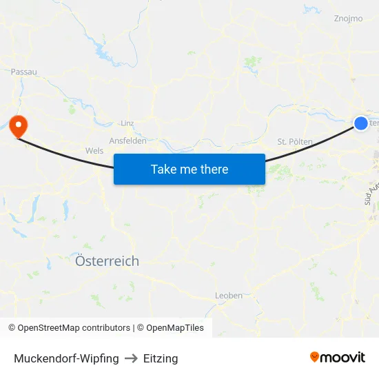 Muckendorf-Wipfing to Eitzing map