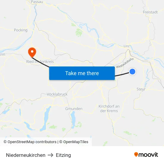Niederneukirchen to Eitzing map
