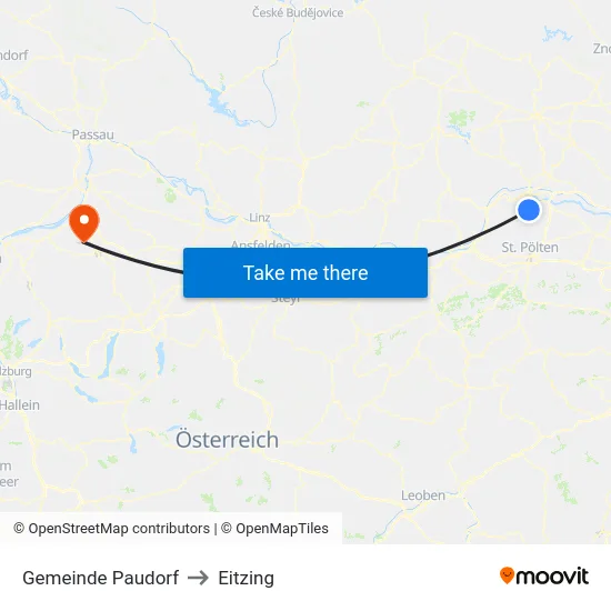 Gemeinde Paudorf to Eitzing map