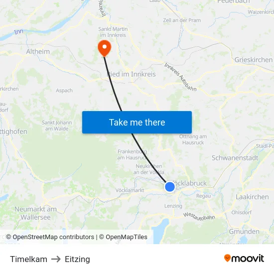 Timelkam to Eitzing map