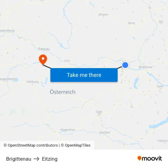Brigittenau to Eitzing map