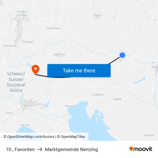 10., Favoriten to Marktgemeinde Nenzing map