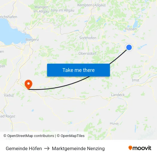 Gemeinde Höfen to Marktgemeinde Nenzing map
