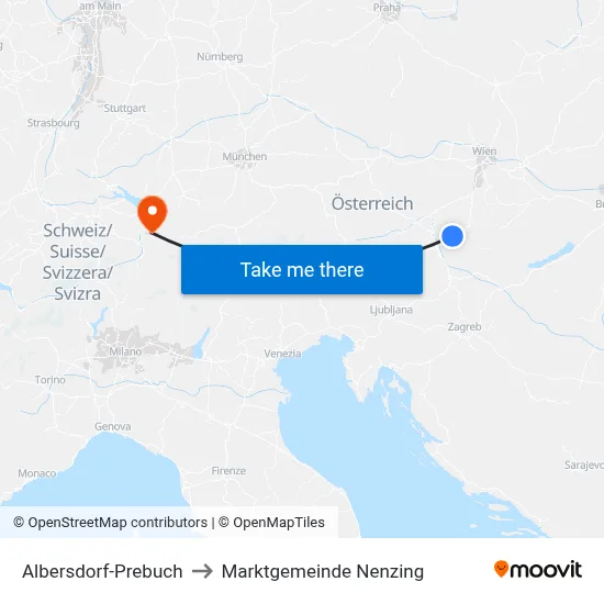 Albersdorf-Prebuch to Marktgemeinde Nenzing map