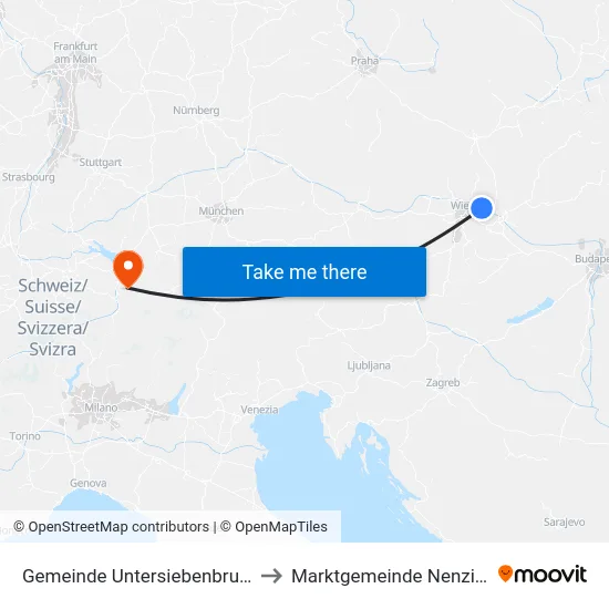 Gemeinde Untersiebenbrunn to Marktgemeinde Nenzing map