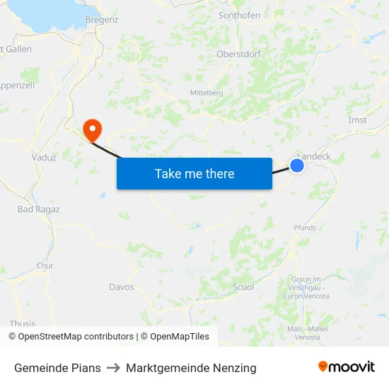 Gemeinde Pians to Marktgemeinde Nenzing map
