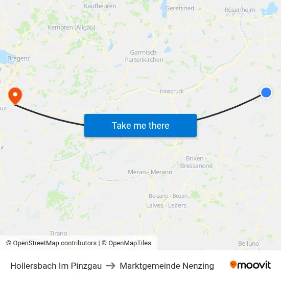 Hollersbach Im Pinzgau to Marktgemeinde Nenzing map