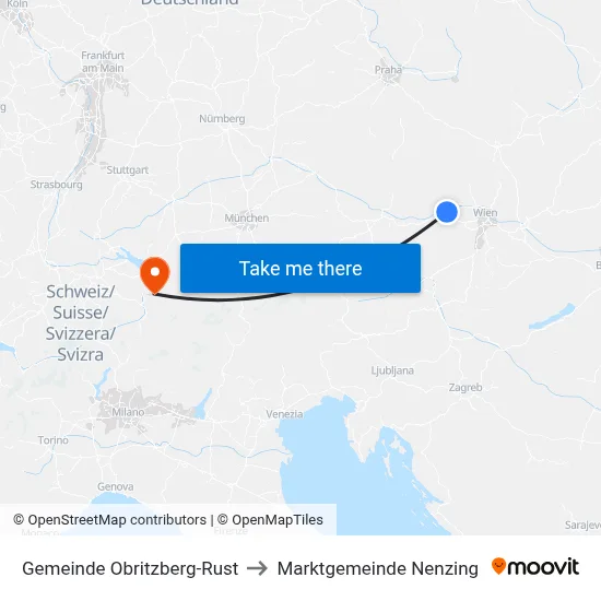 Gemeinde Obritzberg-Rust to Marktgemeinde Nenzing map