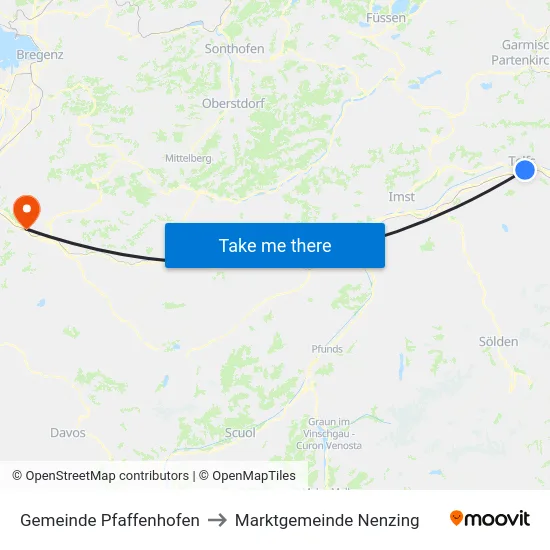 Gemeinde Pfaffenhofen to Marktgemeinde Nenzing map