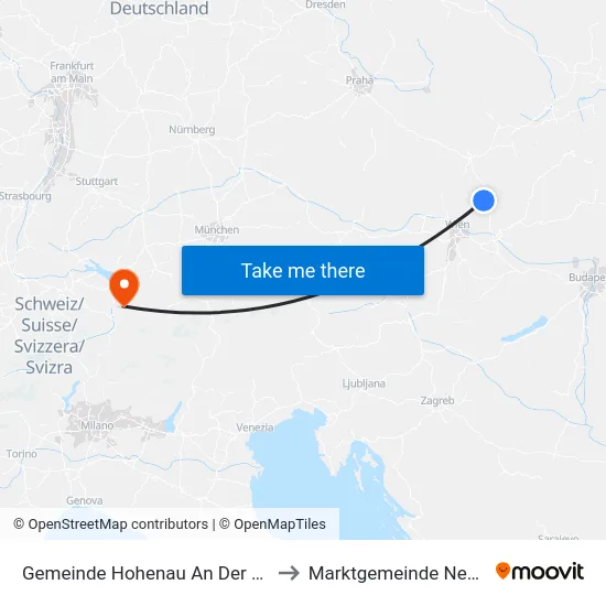 Gemeinde Hohenau An Der March to Marktgemeinde Nenzing map