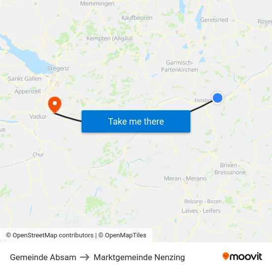 Gemeinde Absam to Marktgemeinde Nenzing map