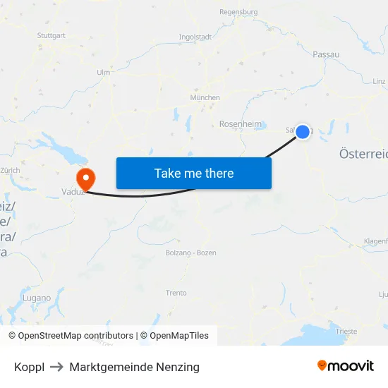 Koppl to Marktgemeinde Nenzing map