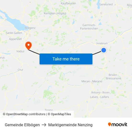 Gemeinde Ellbögen to Marktgemeinde Nenzing map