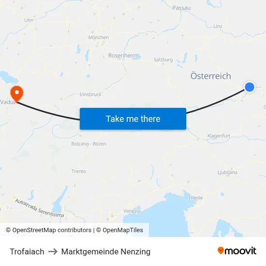 Trofaiach to Marktgemeinde Nenzing map