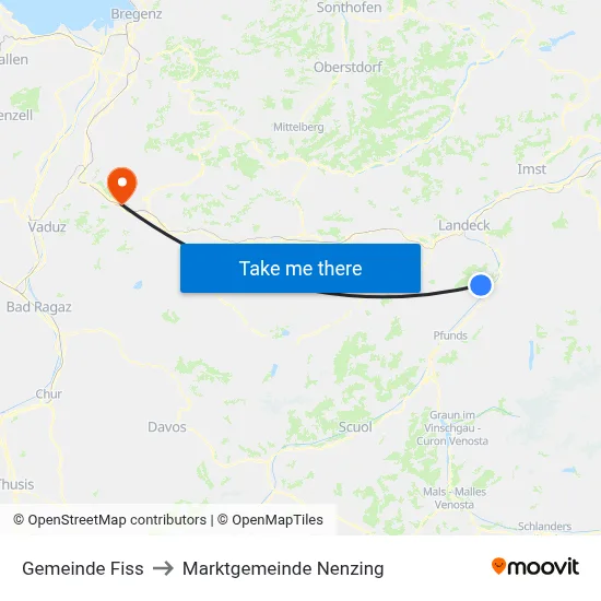 Gemeinde Fiss to Marktgemeinde Nenzing map
